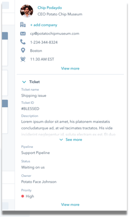 New HubSpot Service Hub feature: contextual sidebar